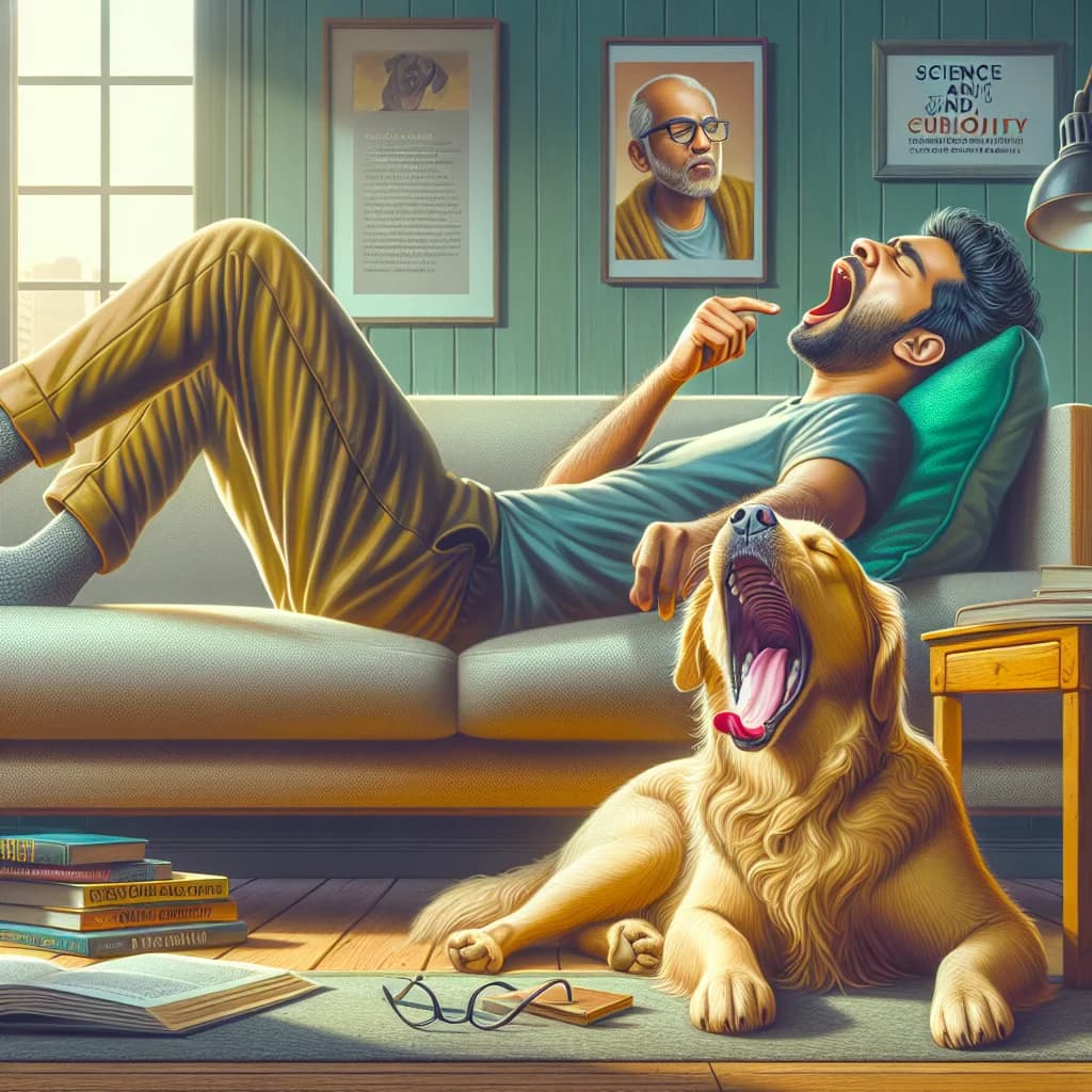 Why do pet dogs catch contagious yawns from their owners as a sign of emotional empathy and social bonding?