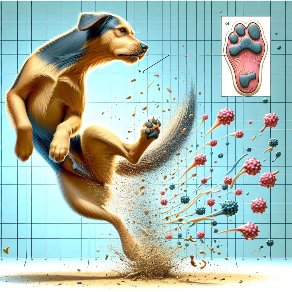 Why do pet dogs kick the ground after doing their business to spread scent from their paw glands?