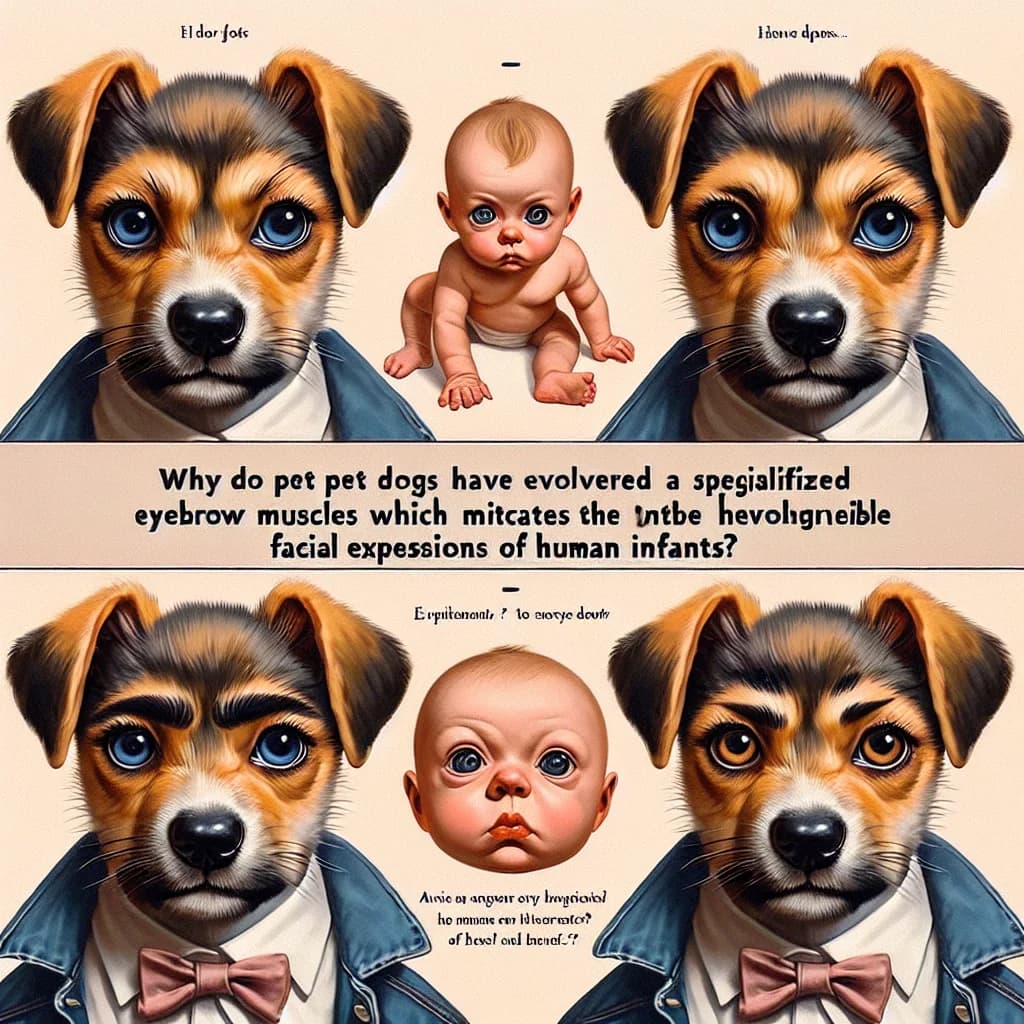 Why do pet dogs possess a specialized eyebrow muscle evolved specifically to mimic the vulnerable expressions of human infants?