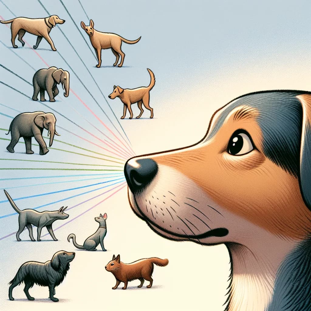 Why do pet dogs possess a unique heat-sensing ability in their nose tip to detect the warmth of animals?