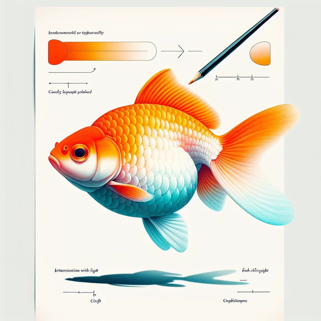 Why do pet goldfish gradually lose their vibrant orange color and turn white if they live without enough light?