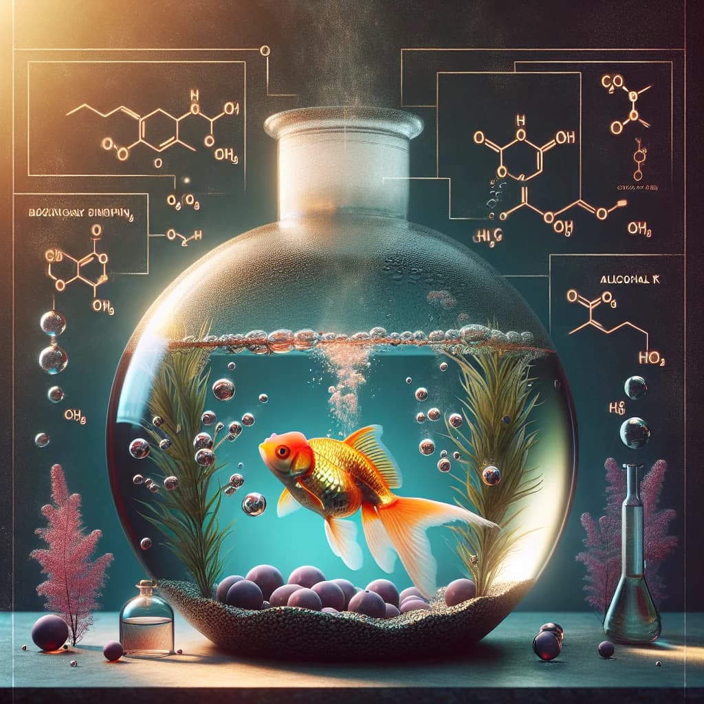 Why do pet goldfish possess the biological ability to survive in oxygen-poor water by producing their own alcohol?