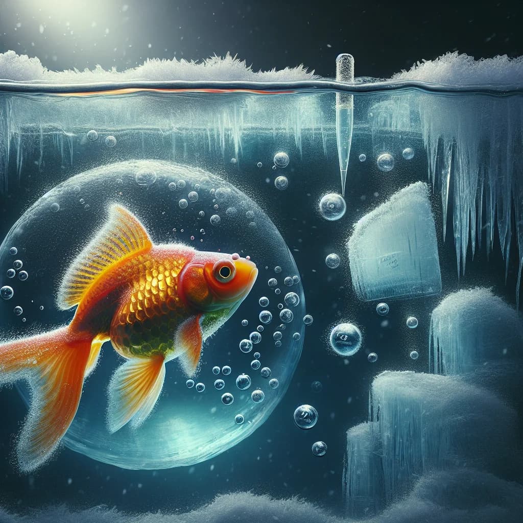 Why do pet goldfish produce alcohol inside their bodies to survive for months in frozen, oxygen-free ponds?