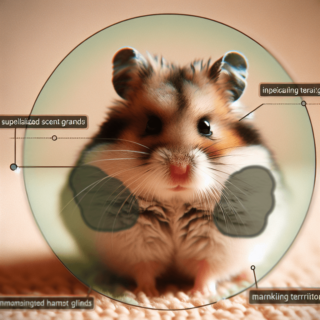 Why do pet hamsters have dark patches on their hips that are actually specialized scent glands for marking territory?