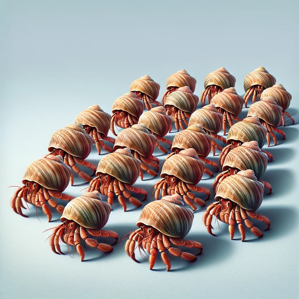 Why do pet hermit crabs form an orderly line to exchange their shells based on size?
