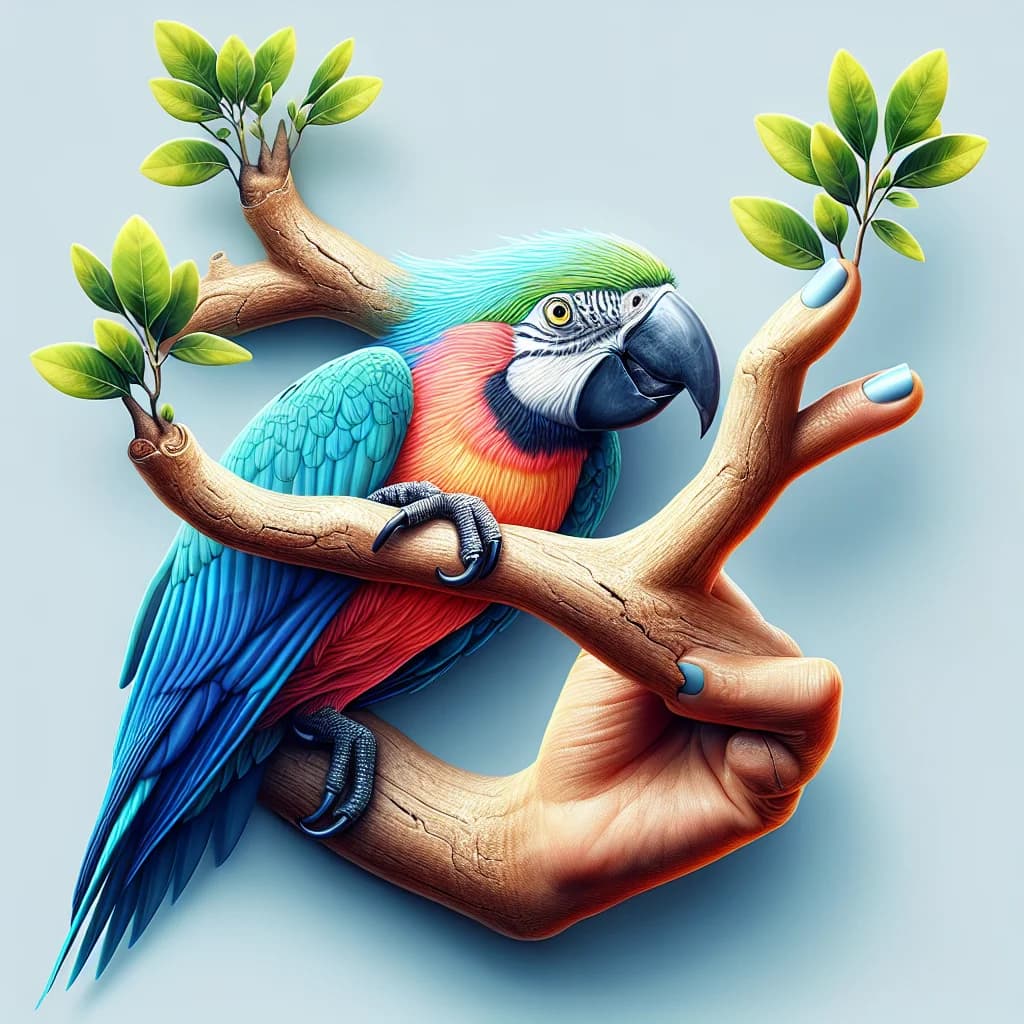 Why do pet parrots use their beaks as a functional third limb to help them climb and navigate?