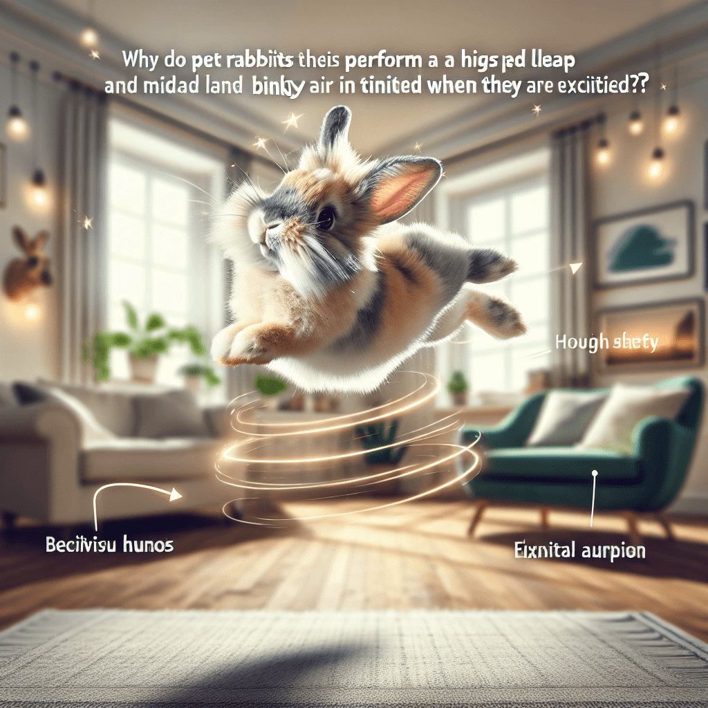 Why do pet rabbits perform a high-speed leap and mid-air twist called a binky when they are excited?