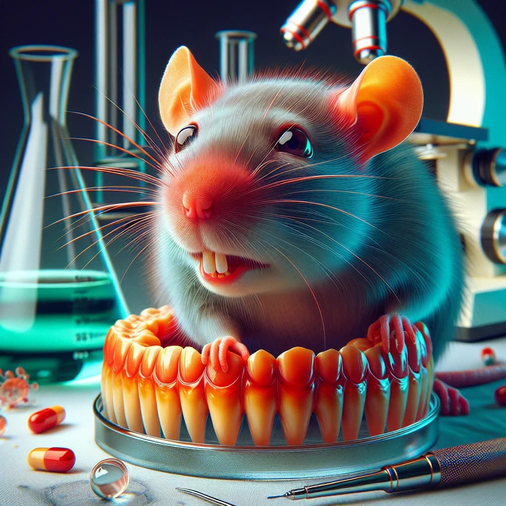 Why do pet rats naturally possess bright orange front teeth strengthened by a high concentration of real iron?