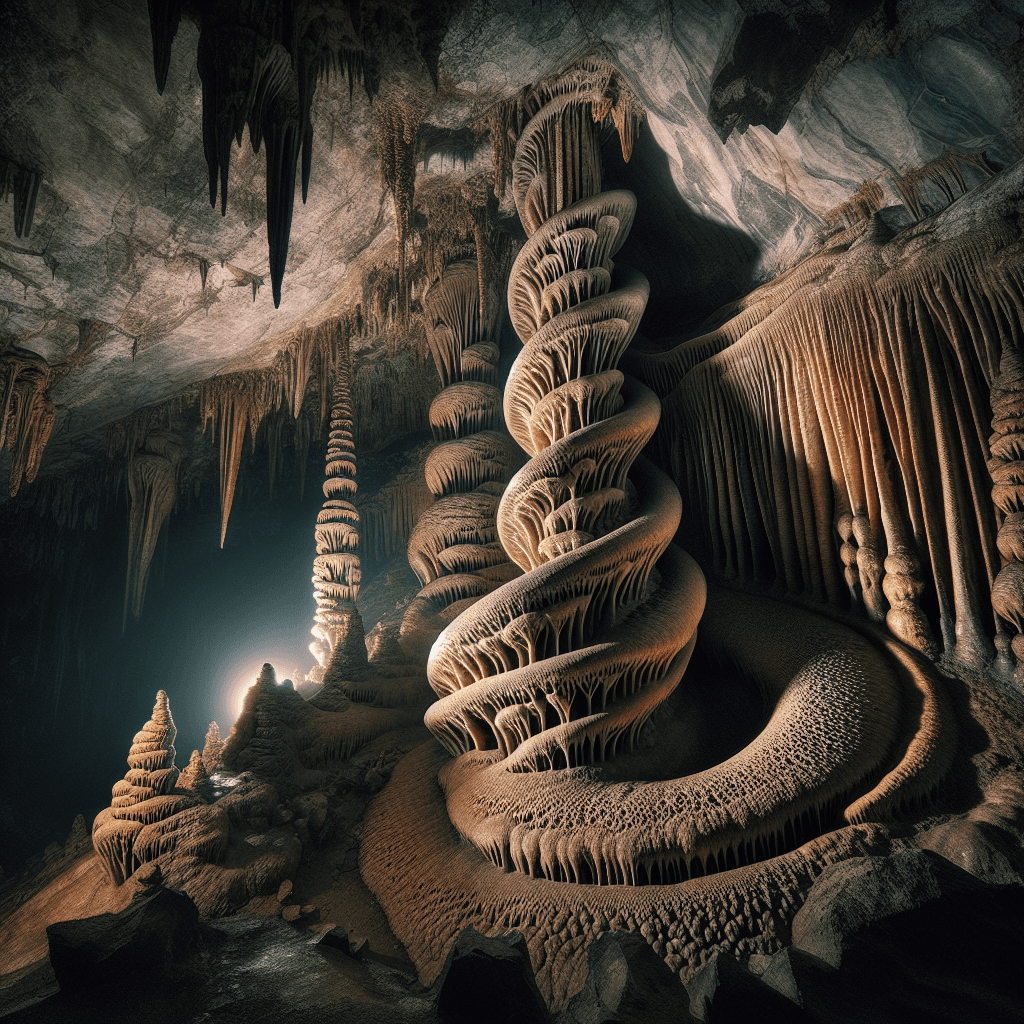 Why do some cave formations grow in bizarre sideways spirals, defying gravity?