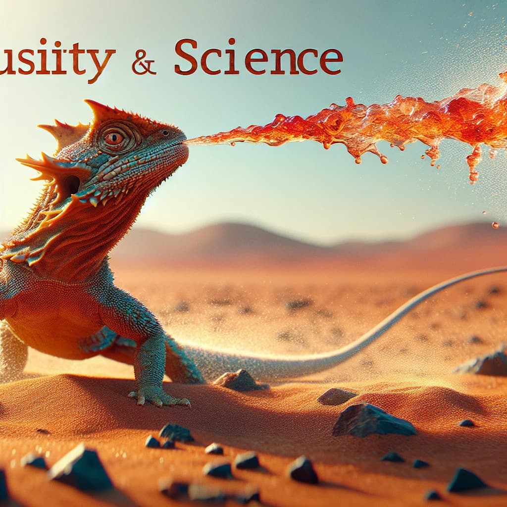 Why do some horned lizards squirt a high-pressure stream of blood from their eyes when threatened?