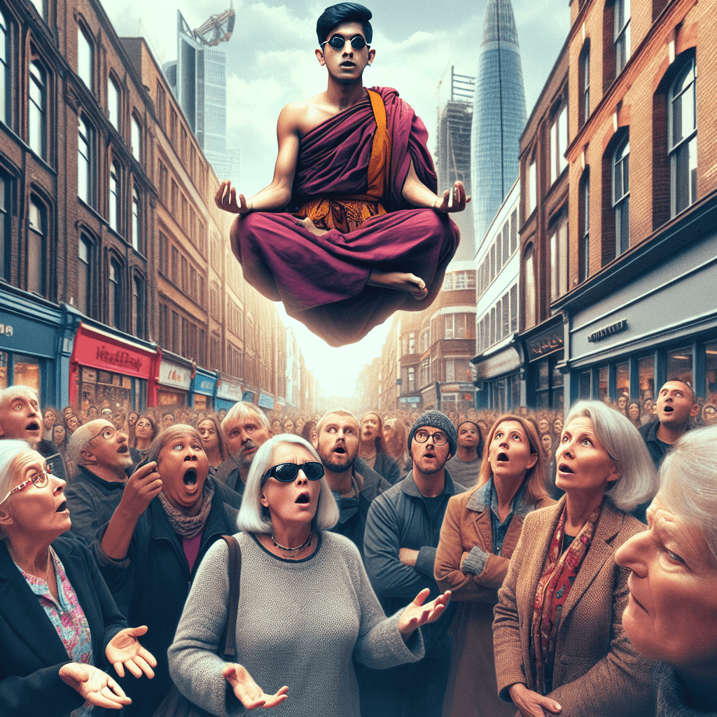 Why do some street performers seem to float in mid-air?