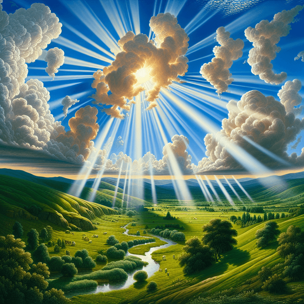 Why do sunbeams radiate from clouds like spokes on a wheel?