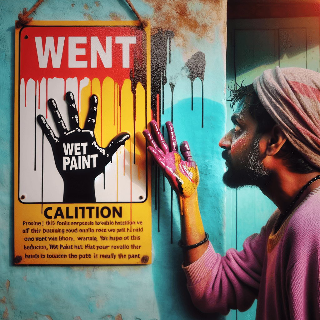 Why do we feel an urge to touch a surface that has a wet paint sign?