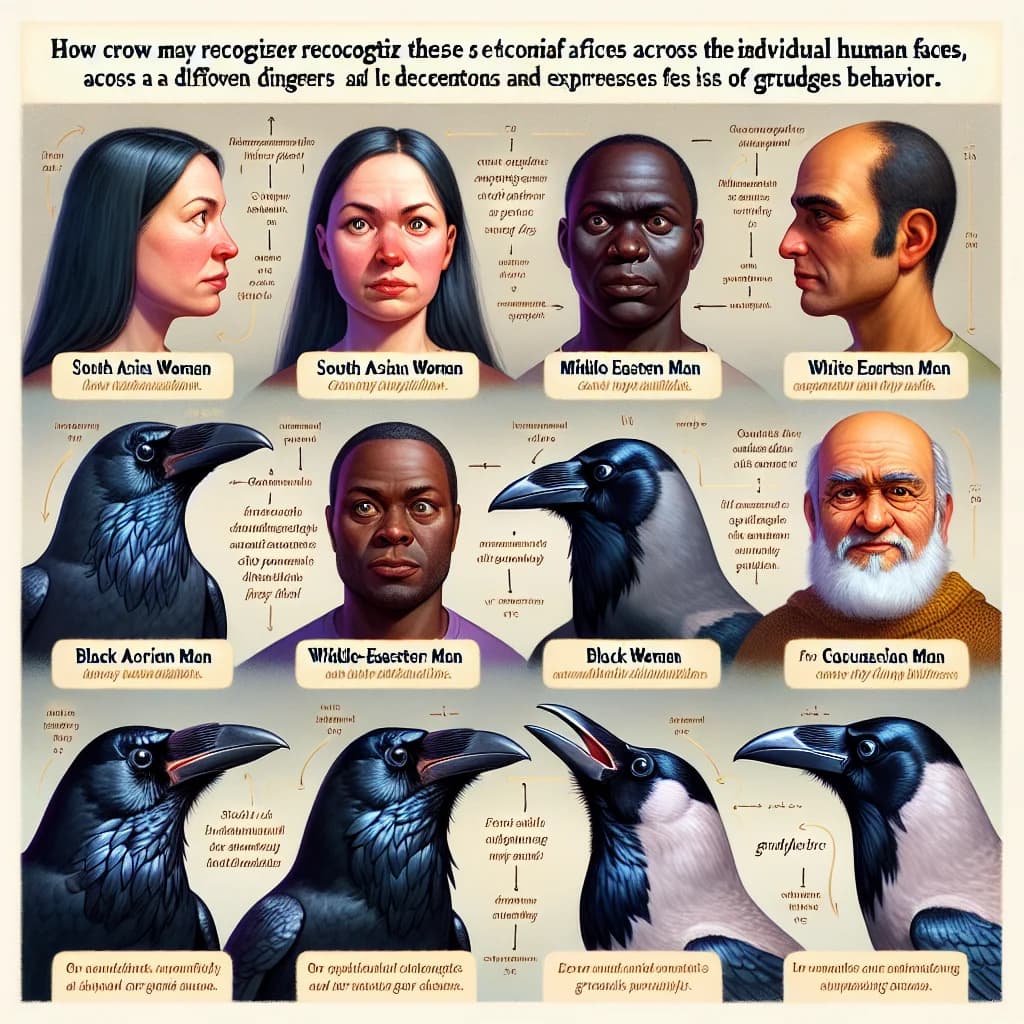 Why do wild crows recognize individual human faces and hold onto grudges for many years?