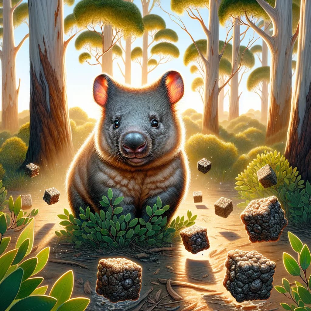 Why do wombats produce cube-shaped poop to prevent it from rolling away while marking their territory?