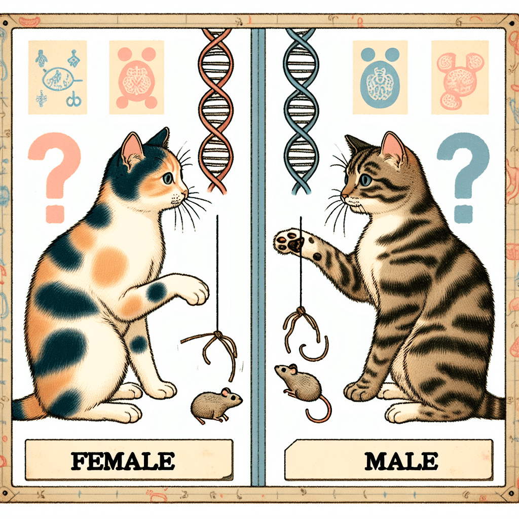 Why does a cat's biological sex often determine whether they are left-pawed or right-pawed?