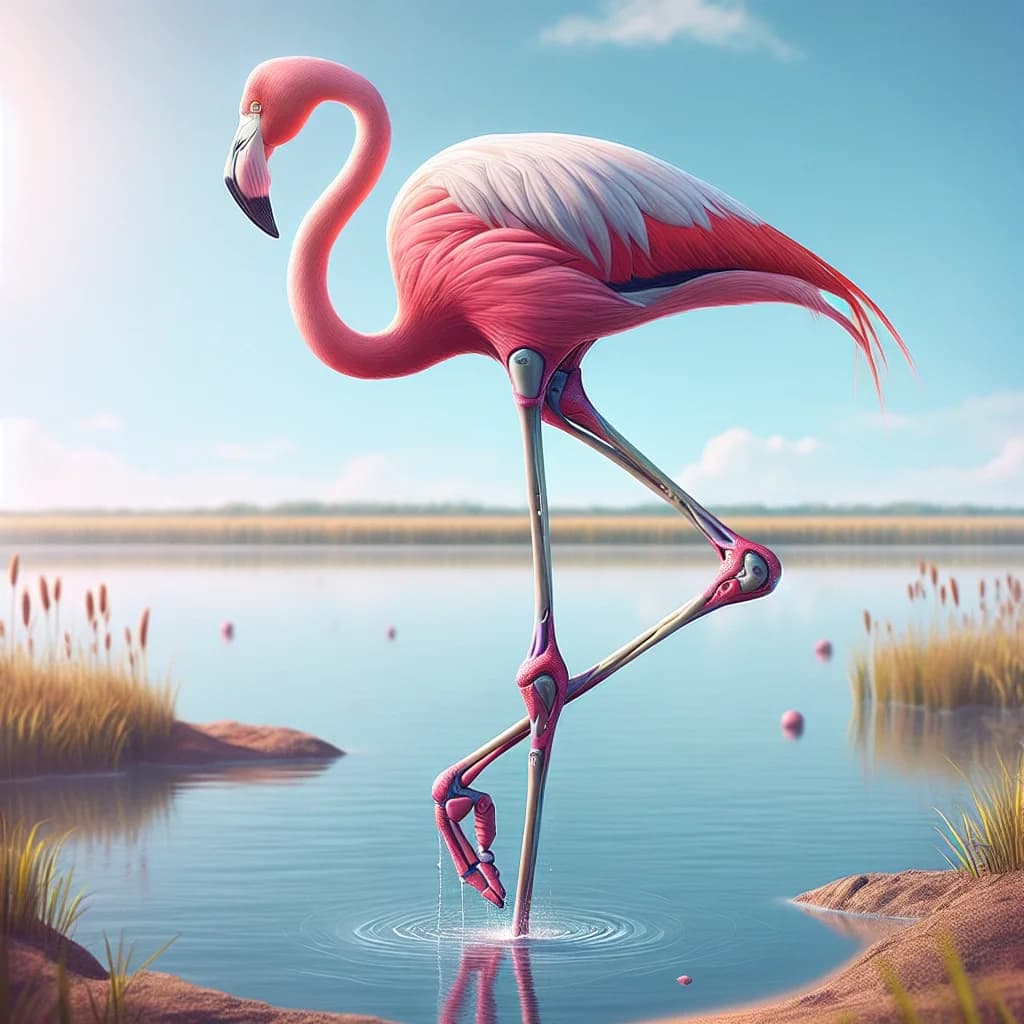 Why does a flamingo’s leg appear to bend backward at a joint that is actually its ankle?