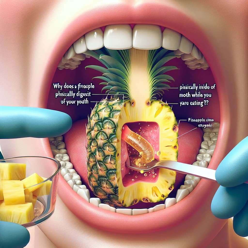 Why does a fresh pineapple physically digest the inside of your mouth while you are eating it?