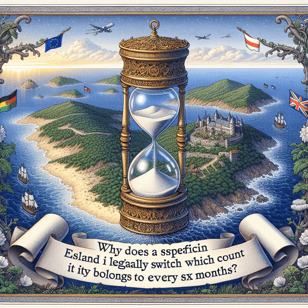 Why does a specific European island legally switch which country it belongs to every six months?