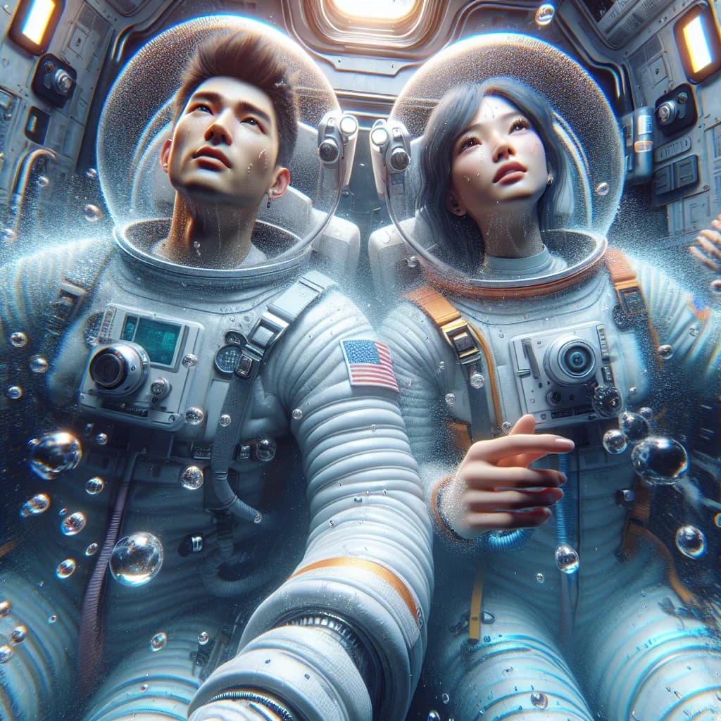 Why does an astronaut’s sweat pose a life-threatening drowning risk in zero gravity?