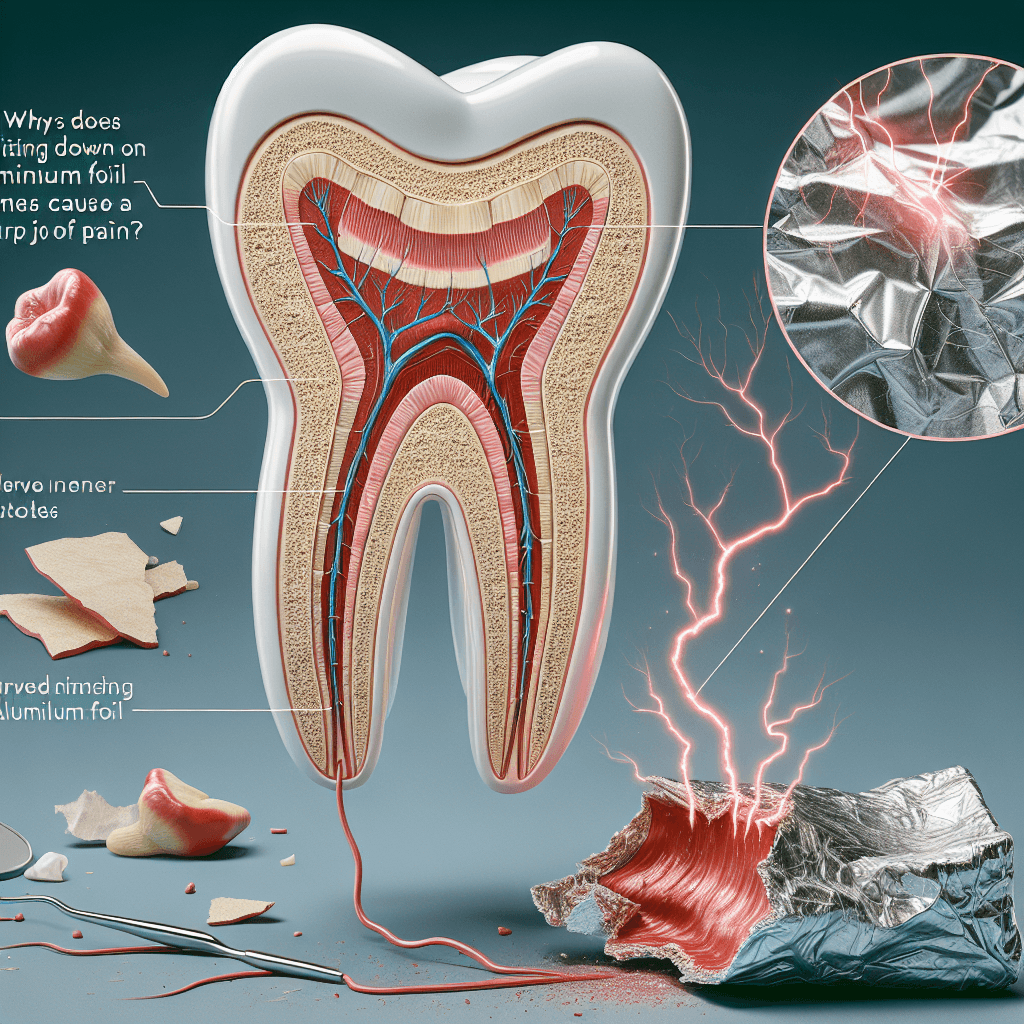 Why does biting down on aluminum foil sometimes cause a sharp jolt of pain?