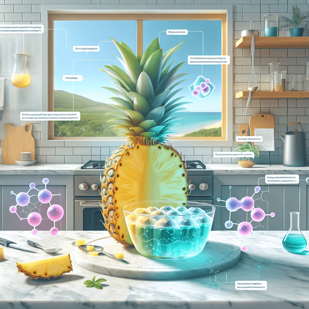 Why does fresh pineapple prevent gelatin desserts from becoming solid?