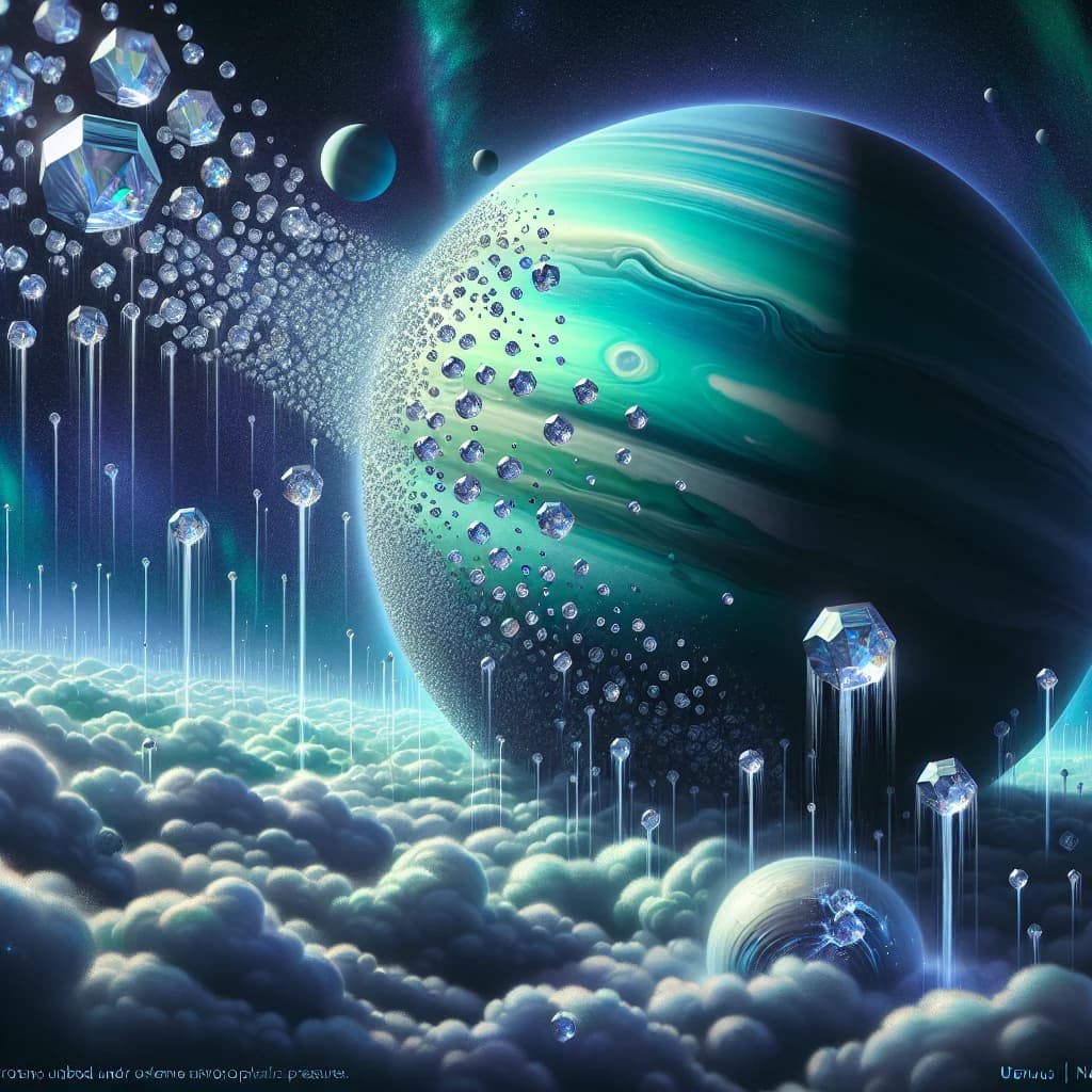 Why does it rain diamonds on the gas giant planets Neptune and Uranus due to extreme atmospheric pressure?