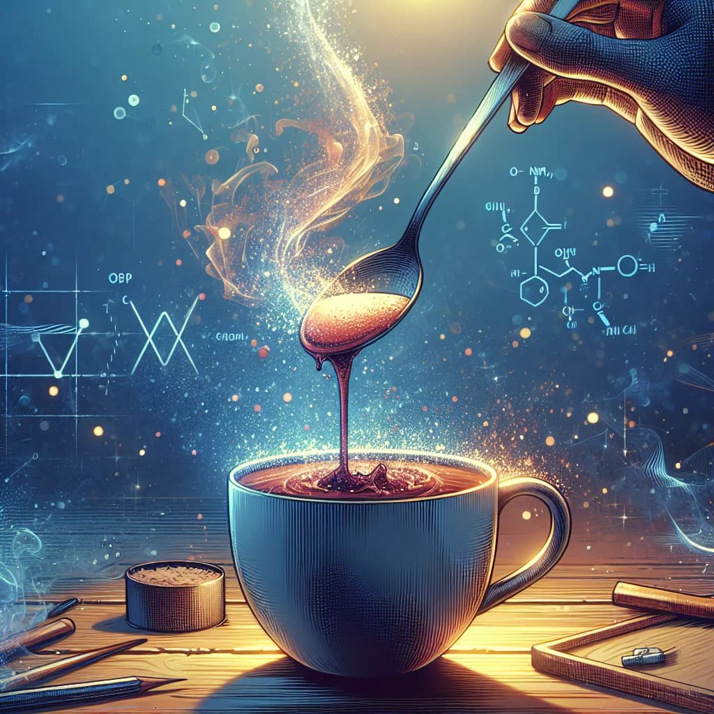 Why does the pitch of a tapping spoon rise as you stir instant cocoa into hot water?