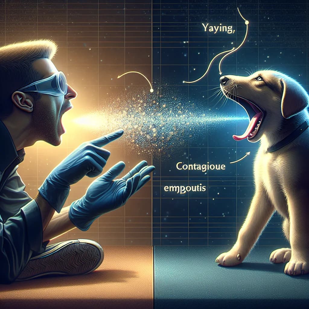 Why is a human’s yawn often contagious to their pet dog, suggesting a primitive form of emotional empathy?