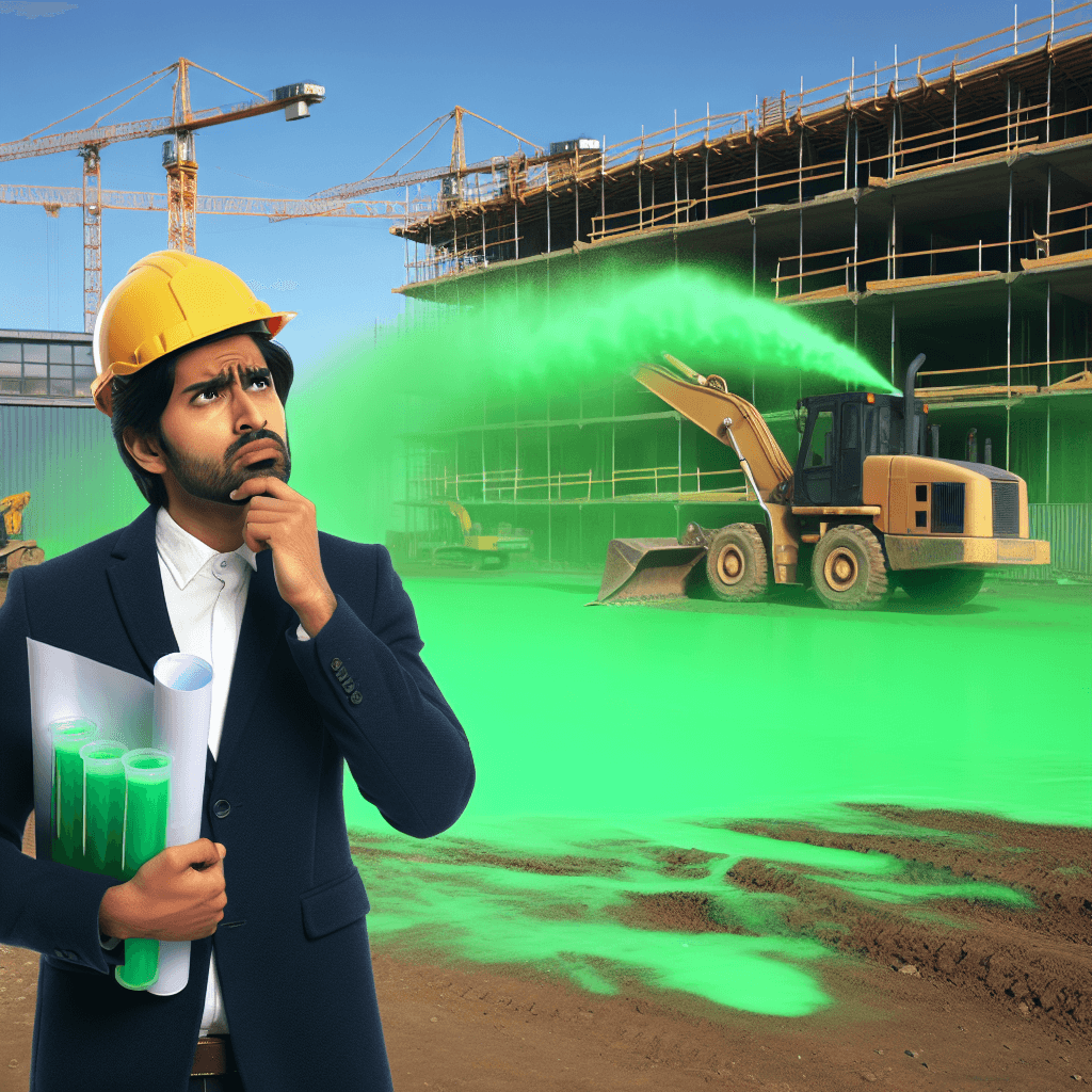 Why is bare ground at construction sites often sprayed with that weird green stuff?