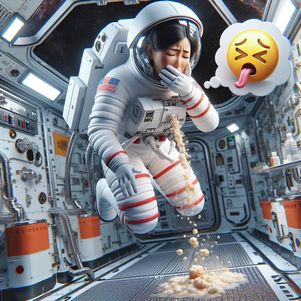 Why is it physically impossible for an astronaut to burp in space without accidentally vomiting?
