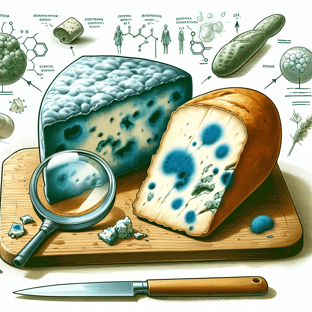 Why is it safe to eat the mold in blue cheese but not on bread?