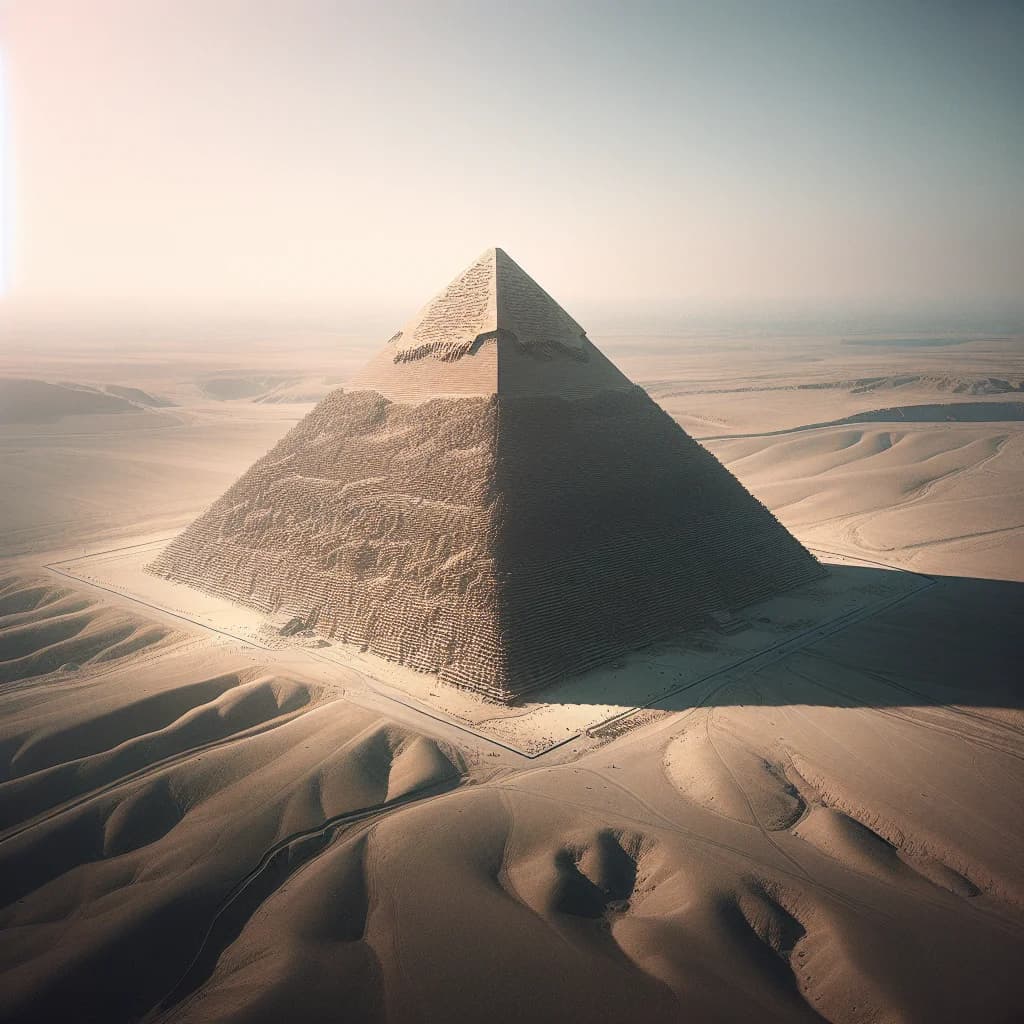 Why is the Great Pyramid of Giza actually eight-sided instead of four when viewed from directly above?