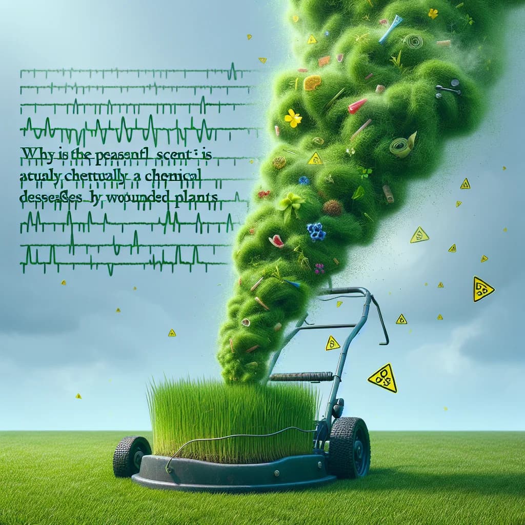 Why is the pleasant scent of freshly cut grass actually a chemical distress signal released by injured plants?