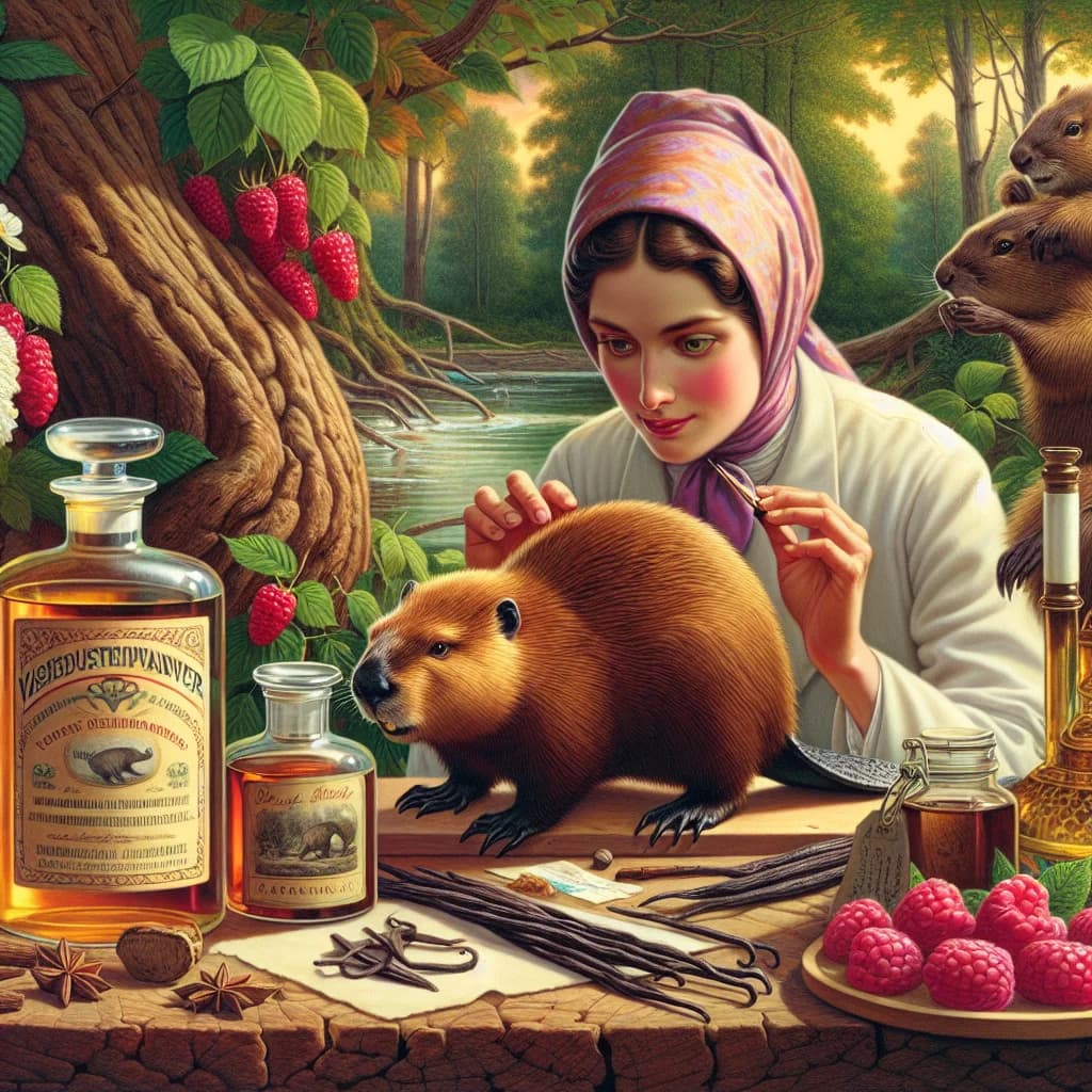 Why was a secretion from beaver scent glands historically used to create artificial vanilla and raspberry flavorings?
