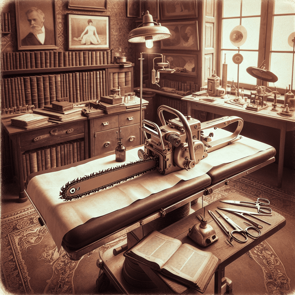 Why was the chainsaw originally invented as a surgical tool for difficult childbirths?