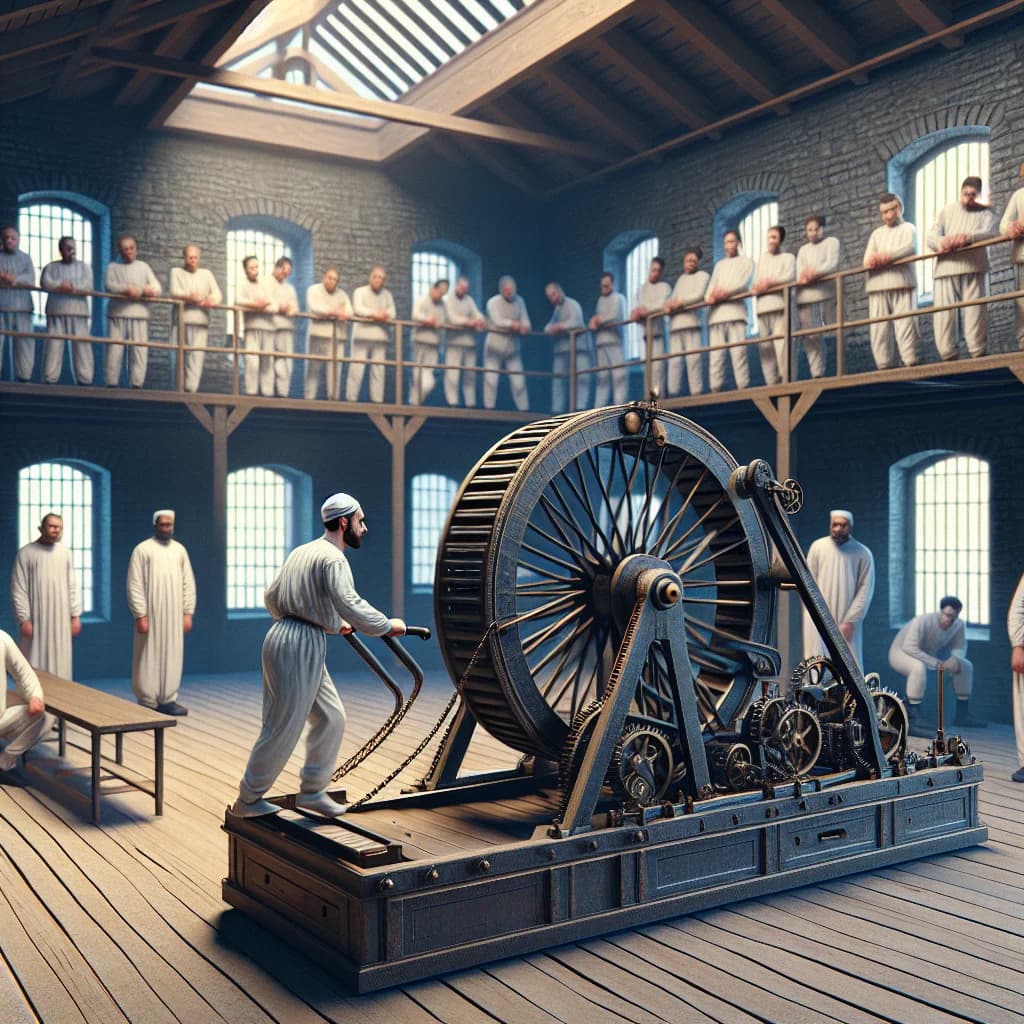 Why was the exercise treadmill originally designed as a grueling nineteenth-century device to punish prisoners?