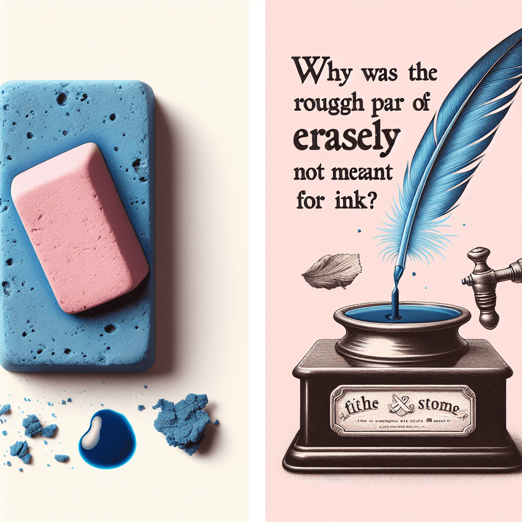 Why was the rough, blue part of an eraser not actually meant for ink?