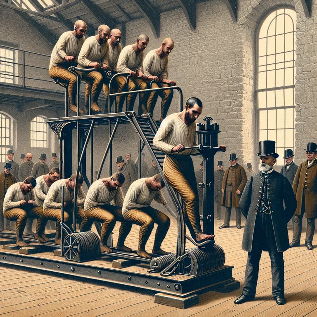 Why was the treadmill originally invented as a grueling punishment device for nineteenth-century prisoners?