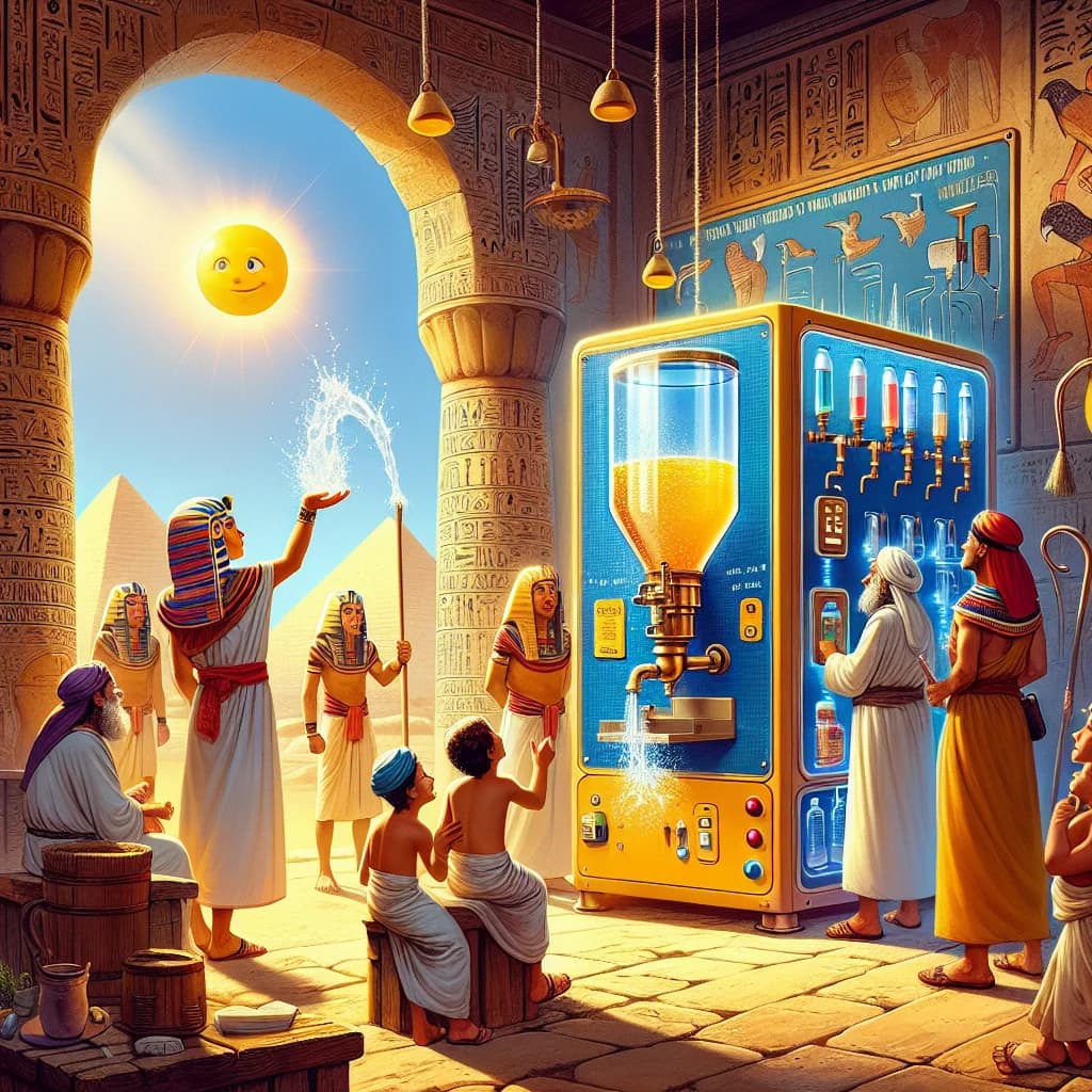 Why was the world's first vending machine invented in ancient Egypt to dispense measured amounts of holy water?