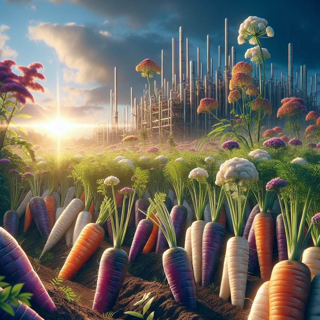 Why were carrots originally purple and white before being selectively bred to be orange in the seventeenth century?