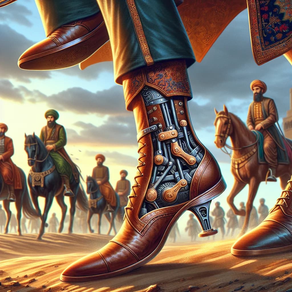 Why were high-heeled shoes originally designed for Persian cavalrymen to help them secure their feet in stirrups?