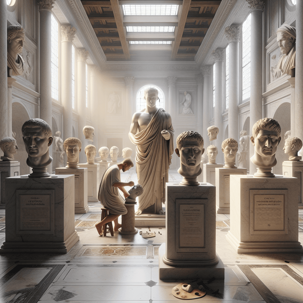 Why were some ancient Roman statues designed with detachable heads that could be swapped whenever leadership changed?