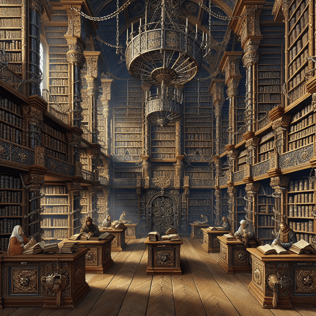 Why were valuable books in medieval libraries often physically chained to the shelves?