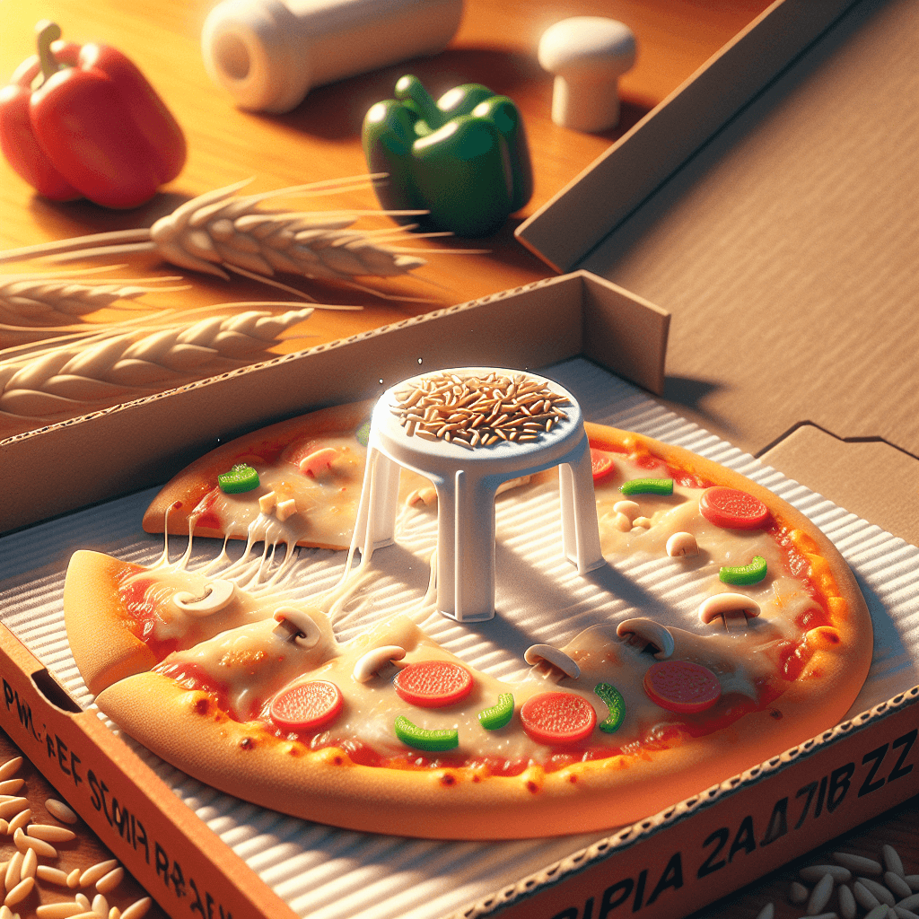 What is the purpose of the tiny three-legged table in a pizza box?