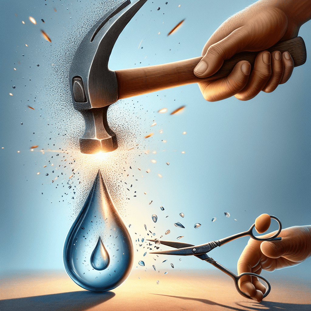 Why can a glass teardrop survive a hammer blow but shatter from a tiny snip?