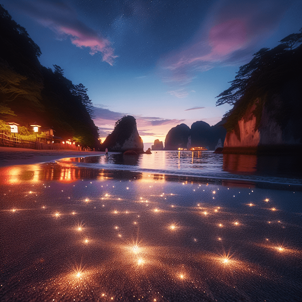 What makes the sand on some Japanese beaches look like millions of tiny stars?