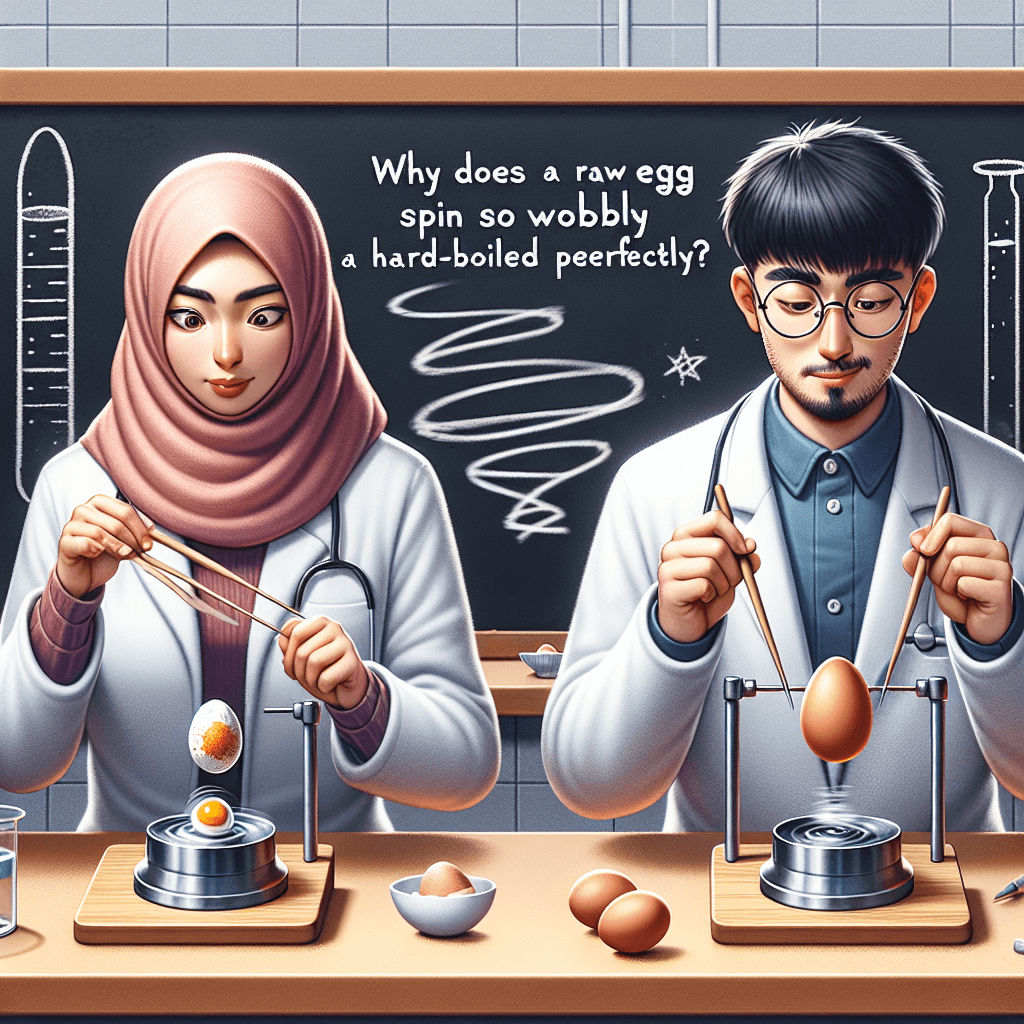 Why does a raw egg spin so wobbly while a hard-boiled one spins perfectly?