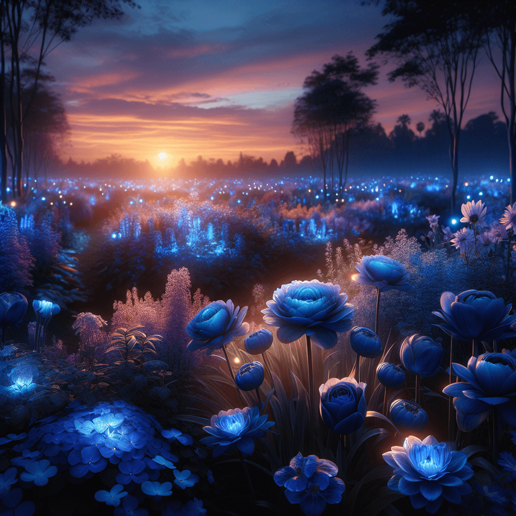 Why do blue flowers seem to glow brightly at dusk?