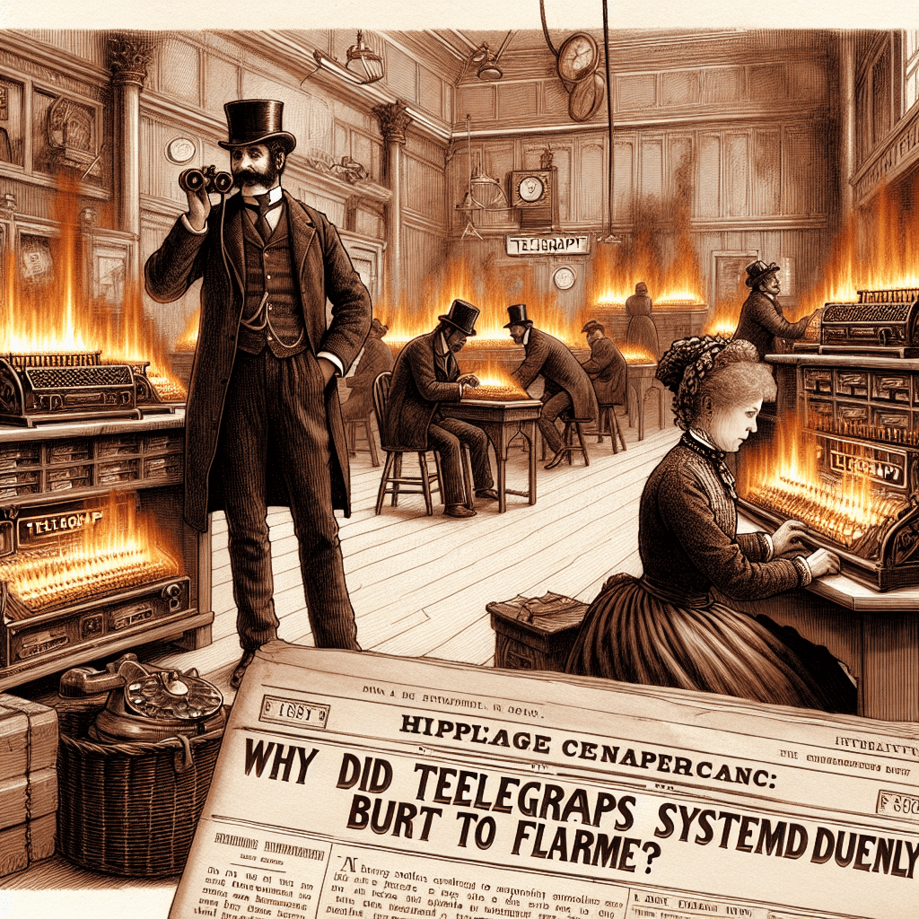 Why did telegraph systems in 1859 suddenly burst into flames?